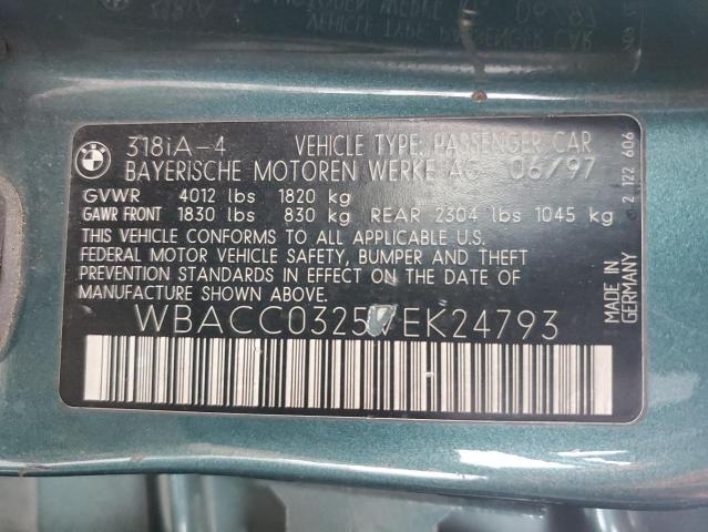 WBACC0325VEK24793 - 1997 BMW 318 I AUTOMATIC GREEN photo 13
