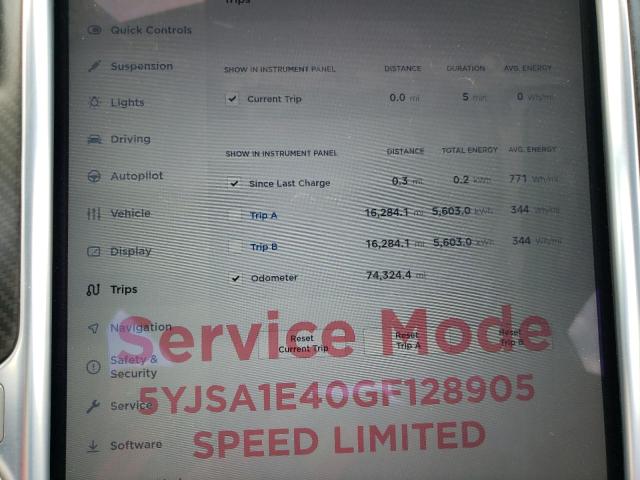 5YJSA1E40GF128905 - 2016 TESLA MODEL S შავი ფოტო 8