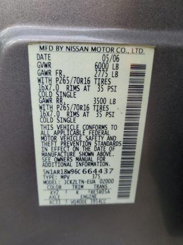 5N1AR18W96C664437 - 2006 NISSAN PATHFINDER LE GOLD photo 13