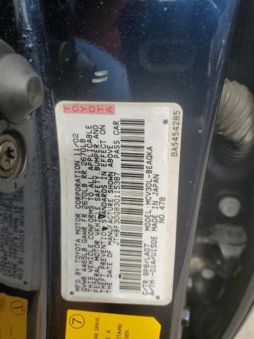 JTHBF30G830115387 - 2003 LEXUS ES 300 BLUE photo 12