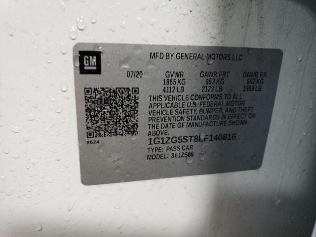 1G1ZG5ST8LF140816 - 2020 CHEVROLET MALIBU RS თეთრი ფოტო 12