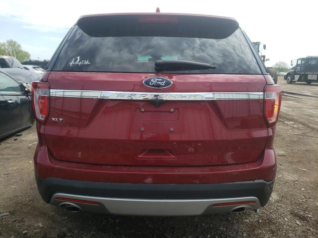 1FM5K7D89HGA56445 - 2017 FORD EXPLORER XLT RED photo 6