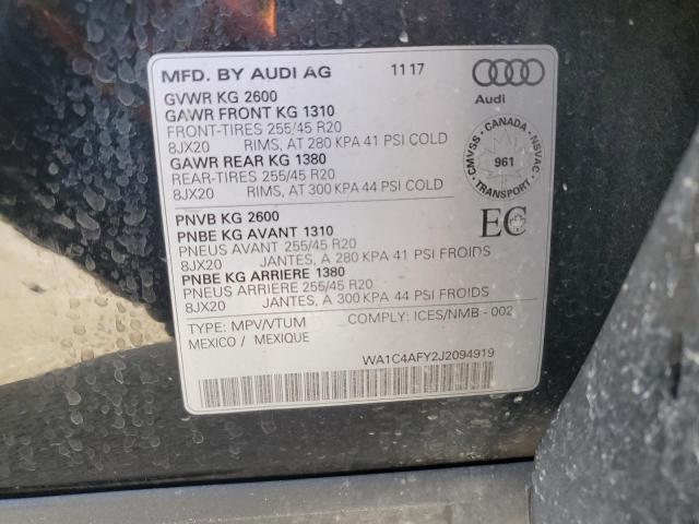 WA1C4AFY2J2094919 - 2018 AUDI SQ5 PRESTIGE BLACK photo 13