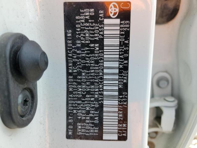 5YFS4MCE3MP086301 - 2021 TOYOTA COROLLA SE WHITE photo 13