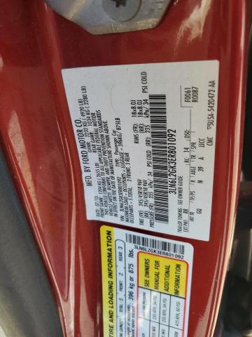 3LN6L2GK3ER801092 - 2014 LINCOLN MKZ RED photo 12
