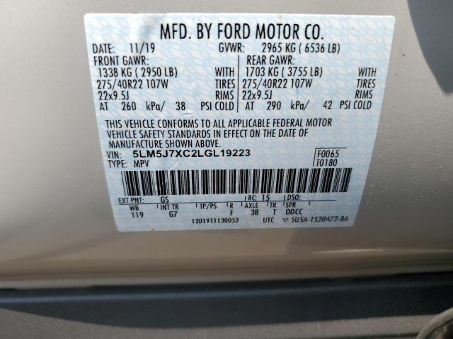 5LM5J7XC2LGL19223 - 2020 LINCOLN AVIATOR RESERVE CREAM photo 14