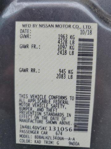 1N4BL4DV5KC131056 - 2019 NISSAN ALTIMA SV CHARCOAL photo 13