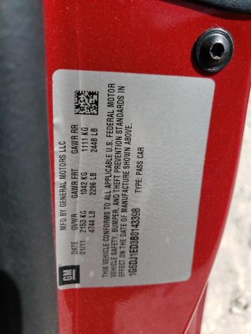 1G6DJ1ED3B0143398 - 2011 CADILLAC CTS PERFORMANCE COLLECTION Kırmızı fotoğraf 12