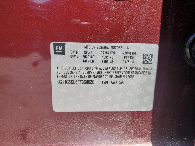 1G11C5SL6FF350828 - 2015 CHEVROLET MALIBU 1LT BURGUNDY photo 12