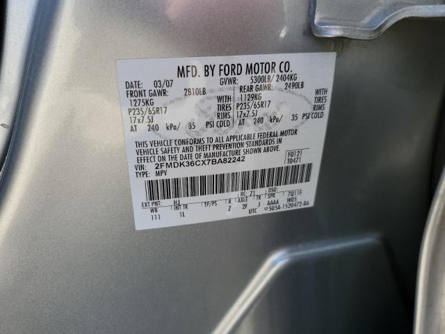 2FMDK36CX7BA82242 - 2007 FORD EDGE SE SILVER photo 12