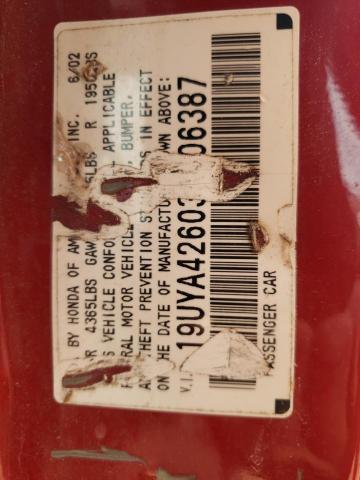 19UYA42603A006387 - 2003 ACURA 3.2CL TYPE-S RED photo 12