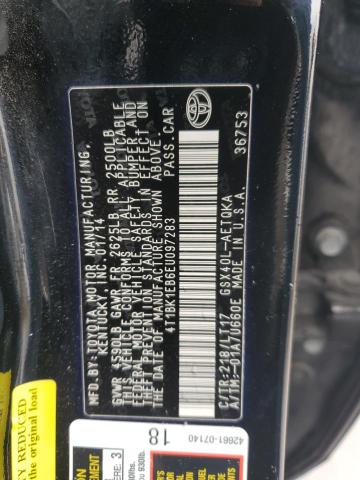 4T1BK1EB6EU097283 - 2014 TOYOTA AVALON BASE 黑色 照片 13