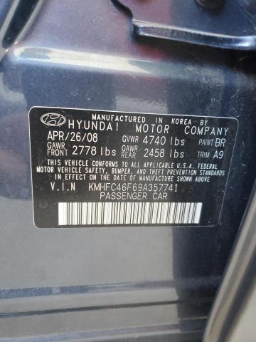 KMHFC46F69A357741 - 2009 HYUNDAI AZERA SE BLUE photo 12