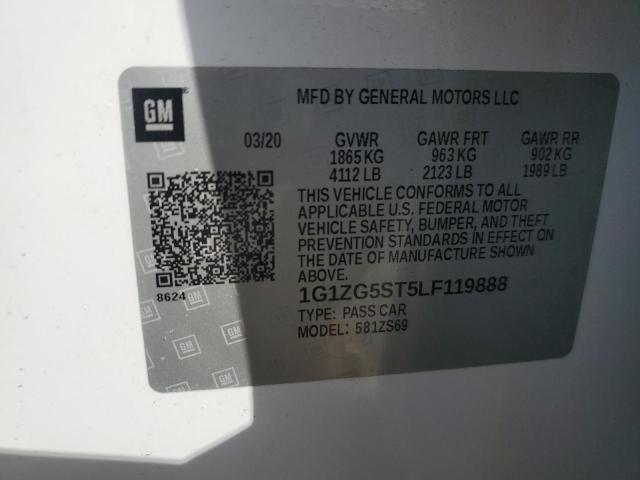 1G1ZG5ST5LF119888 - 2020 CHEVROLET MALIBU RS 白色 照片 12