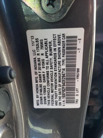 19XFB2F54DE294714 - 2013 HONDA CIVIC LX GRAY photo 12