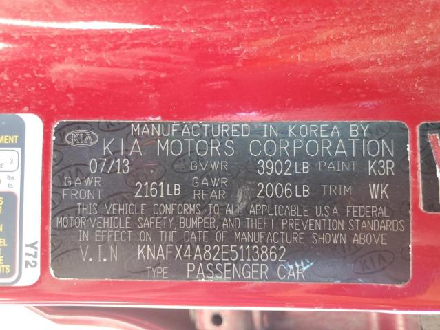 KNAFX4A82E5113862 - 2014 KIA FORTE EX RED photo 12