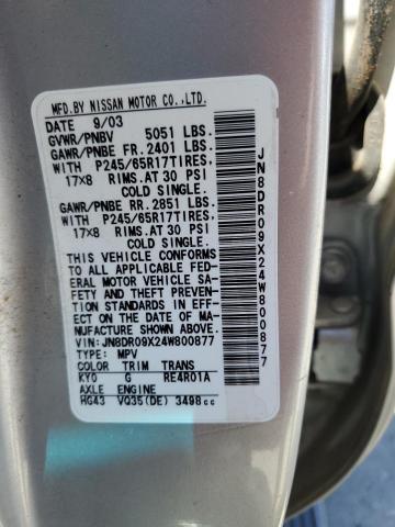 JN8DR09X24W800877 - 2004 NISSAN PATHFINDER LE 银色 照片 13