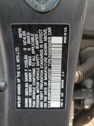 SHHFK7H40KU423197 - 2019 HONDA CIVIC SPORT 灰色 照片 12