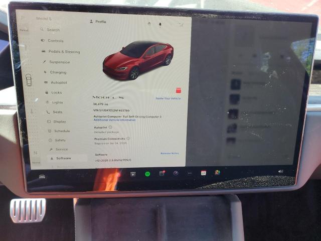 5YJSA1E52NF493799 - 2022 TESLA MODEL S RED photo 9