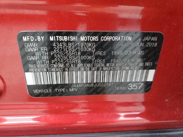 JA4AP3AU8JU022187 - 2018 MITSUBISHI OUTLANDER ES RED photo 13