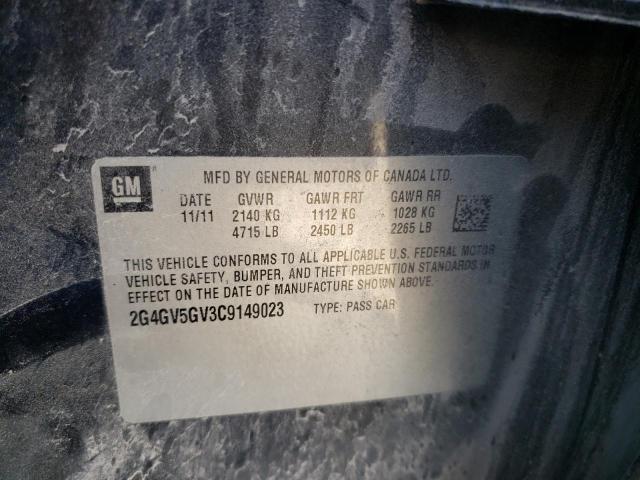2G4GV5GV3C9149023 - 2012 BUICK REGAL GS Қара фото 13
