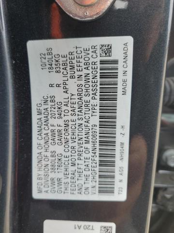 2HGFE2F54NH606979 - 2022 HONDA CIVIC SPORT 黑色 照片 12