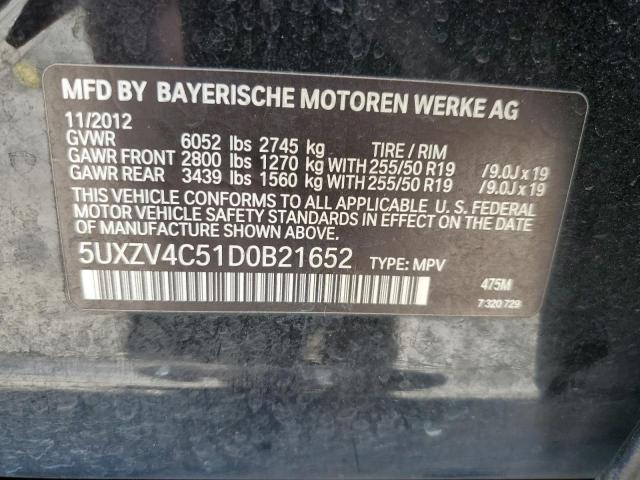 5UXZV4C51D0B21652 - 2013 BMW X5 XDRIVE35I BLACK photo 13