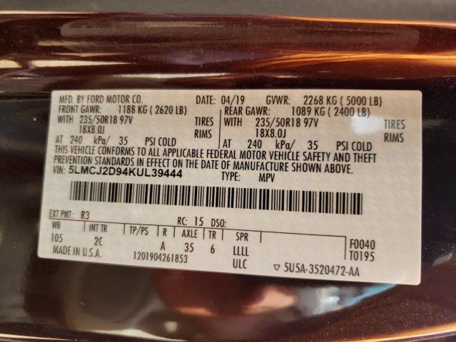 5LMCJ2D94KUL39444 - 2019 LINCOLN MKC SELECT Բորդո լուսանկար 14