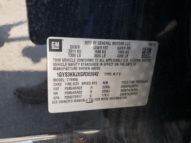 1GYS3KKJXGR363942 - 2016 CADILLAC ESCALADE ESV PLATINUM Чорний фото 12