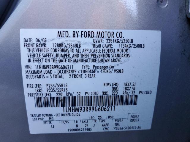 1LNHM93R99G606211 - 2009 LINCOLN MKS SILVER photo 12