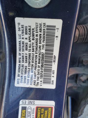 19XFA1F98AE056957 - 2010 HONDA CIVIC EXL ლურჯი ფოტო 13