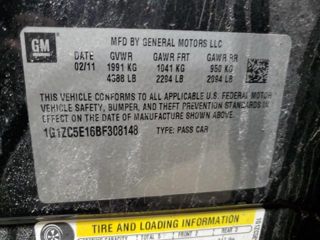 1G1ZC5E16BF308148 - 2011 CHEVROLET MALIBU 1LT BLACK photo 12