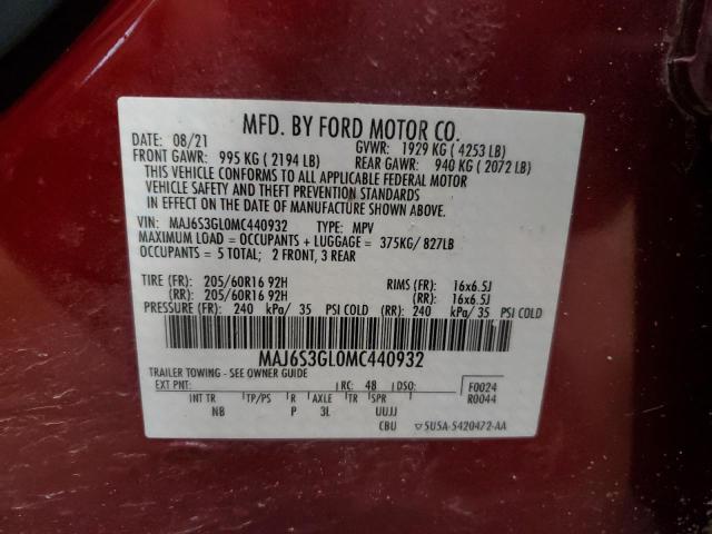 MAJ6S3GL0MC440932 - 2021 FORD ECOSPORT SE 红色 照片 14