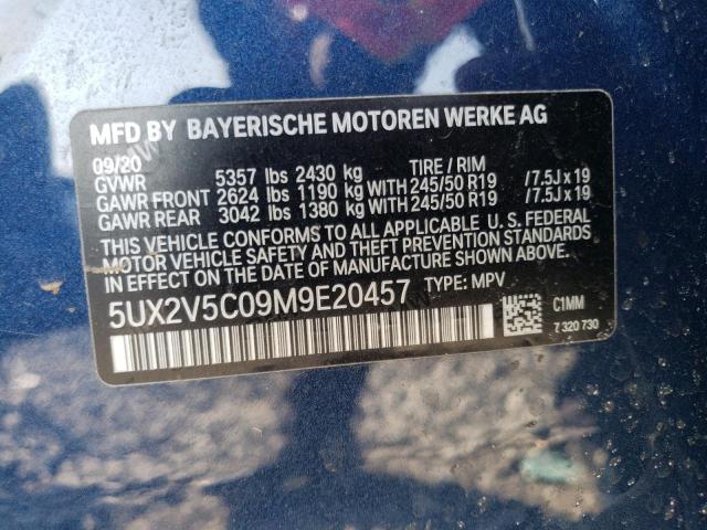 5UX2V5C09M9E20457 - 2021 BMW X4 XDRIVEM40I BLUE photo 13
