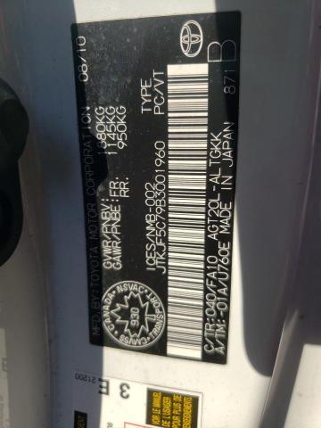 JTKJF5C79B3001960 - 2011 TOYOTA SCION TC 白色 照片 13