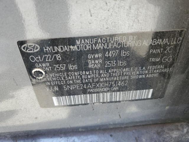 5NPE24AFXKH751462 - 2019 HYUNDAI SONATA SE GRAY photo 12