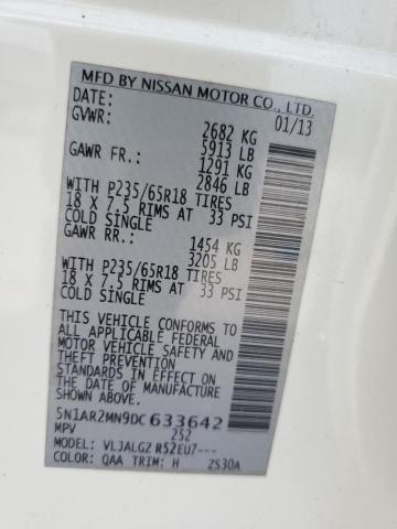 5N1AR2MN9DC633642 - 2013 NISSAN PATHFINDER S WHITE photo 13