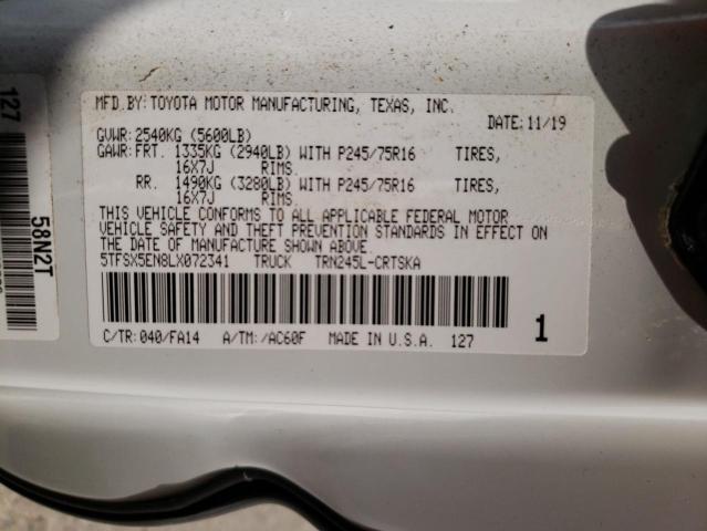 5TFSX5EN8LX072341 - 2020 TOYOTA TACOMA ACCESS CAB თეთრი ფოტო 12