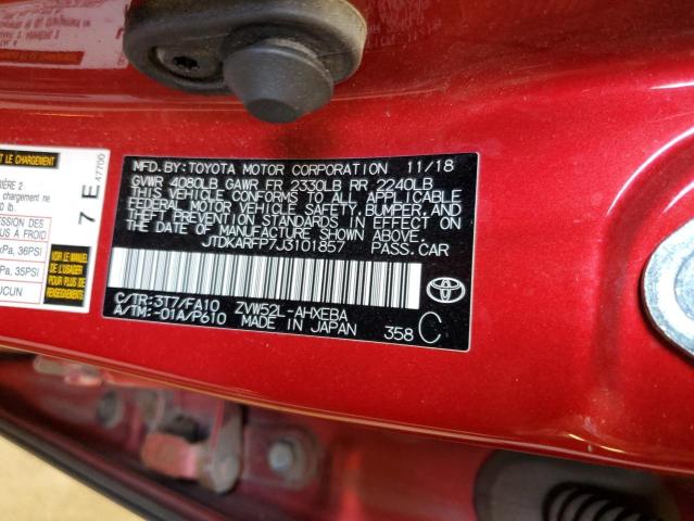 JTDKARFP7J3101857 - 2018 TOYOTA PRIUS PRIM 红色 照片 13