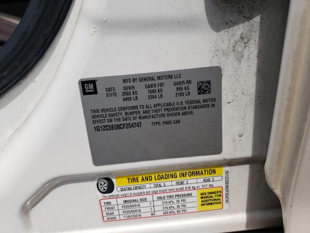 1G1ZC5E08CF254747 - 2012 CHEVROLET MALIBU 1LT WHITE photo 13