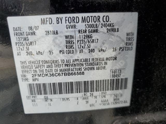 2FMDK36C67BB66588 - 2007 FORD EDGE SE BLACK photo 14