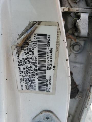 2T1BR12E32C563825 - 2002 TOYOTA COROLLA CE WHITE photo 12