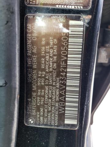 WBAAV33421FV05605 - 2001 BMW 3 SER I BLACK photo 12