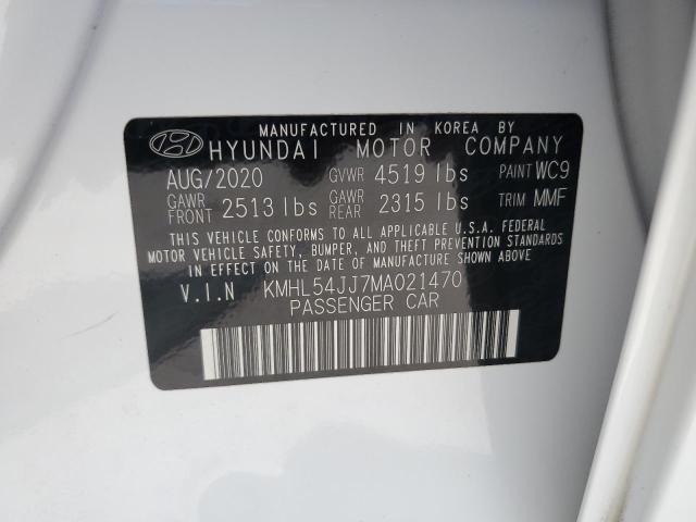 KMHL54JJ7MA021470 - 2021 HYUNDAI SONATA HYBRID WHITE photo 12