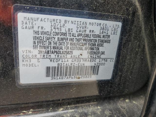 3N1AB7AP6DL625825 - 2013 NISSAN SENTRA S BLACK photo 12