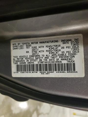 5TBBT441X1S219906 - 2001 TOYOTA TUNDRA ACCESS CAB ვერცხლისფერი ფოტო 12