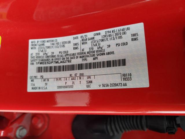 1FMEE5DP7MLA62782 - 2021 FORD BRONCO BASE RED photo 13