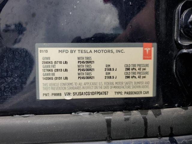 5YJSA1CG1DFP04767 - 2013 TESLA MODEL S BLUE photo 12