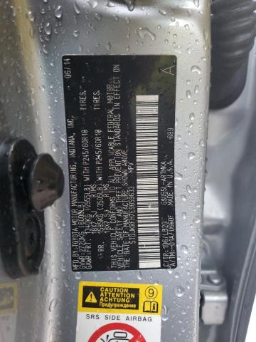 5TDJKRFH7ES059633 - 2014 TOYOTA HIGHLANDER XLE SILVER photo 14