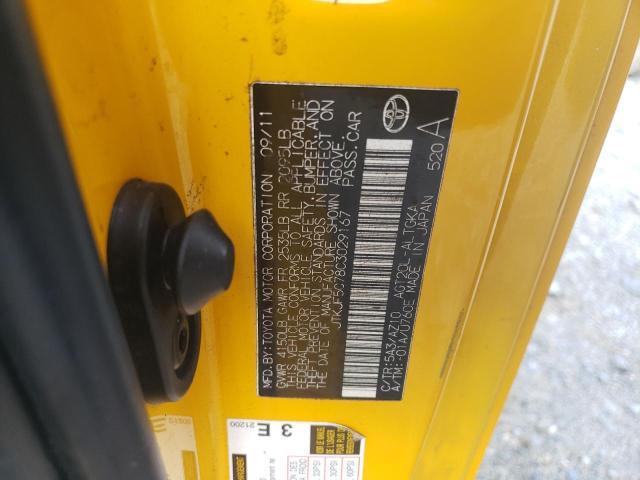 JTKJF5C78C3029167 - 2012 TOYOTA SCION TC YELLOW photo 12